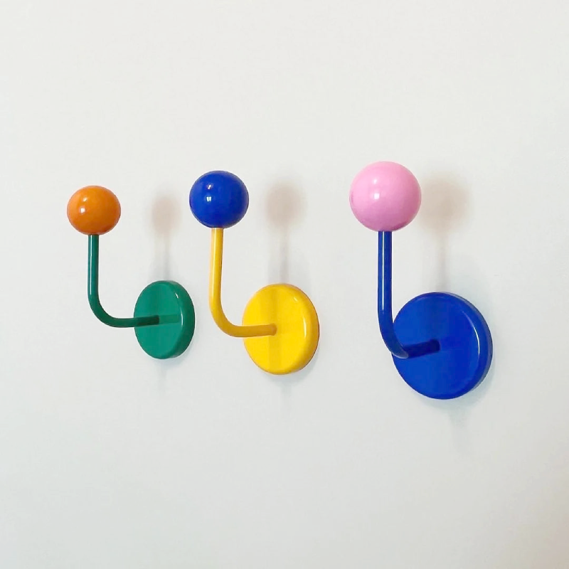Eames Dot Color Rush Hook Magnet metal disc hook in Green Blue Yellow 7.5 x 5 x 10 cm magnetic suction or adhesive