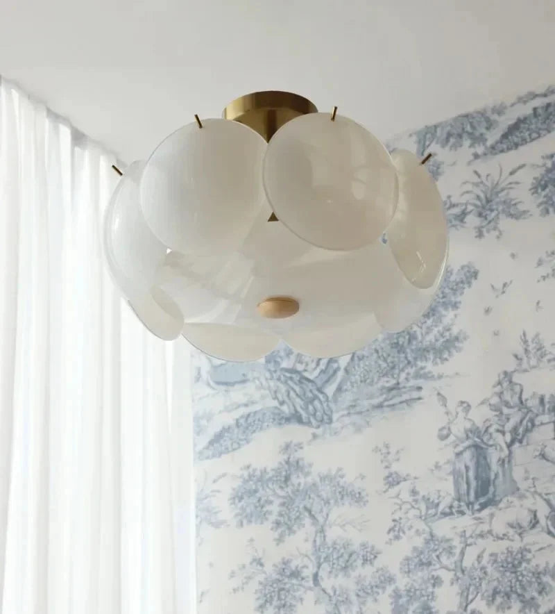Pendant light cream-white glass discs brass accents Nordic design ceiling light pendant lamp