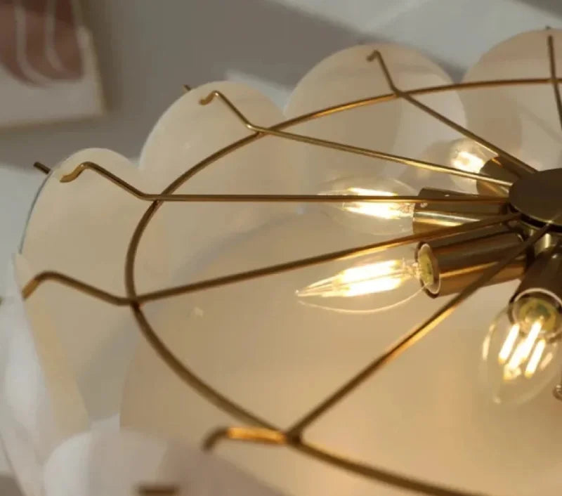 Pendant light cream-white glass discs brass accents Nordic design ceiling light pendant lamp