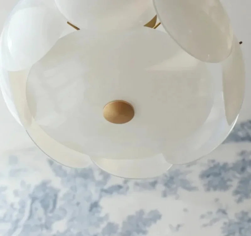 Pendant light cream-white glass discs brass accents Nordic design ceiling light pendant lamp