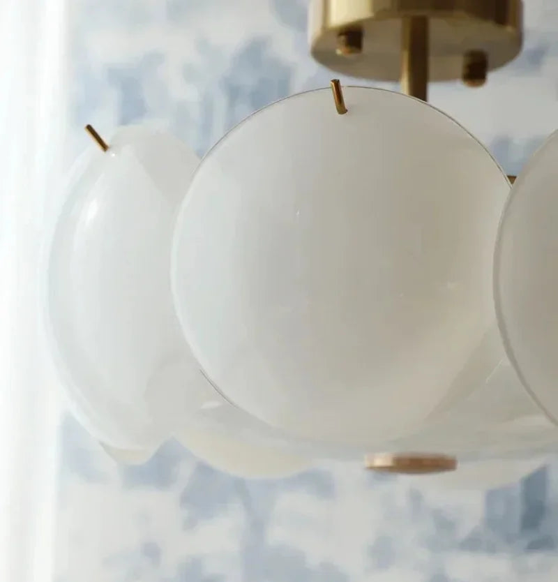 Pendant light cream-white glass discs brass accents Nordic design ceiling light pendant lamp