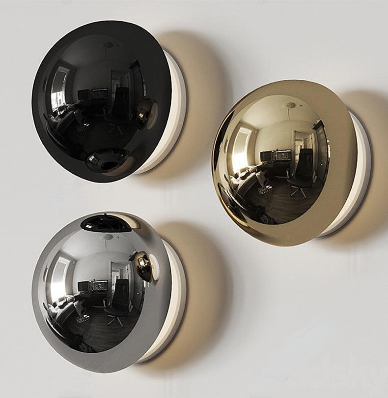 Solar Eclipse LED Wall Lamp metal disc sconce 15 cm height G9 base black silver gold finishes hardwired wall mount