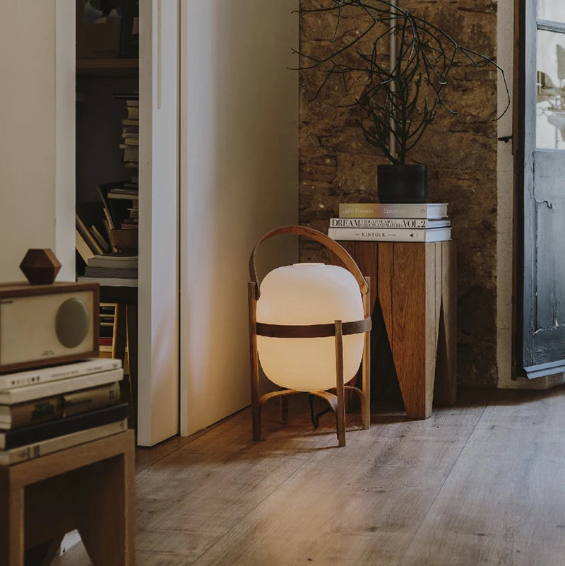 Umber LED Table Lamp walnut frame frosted glass shade dimmable LED E27 3 sizes 18cmx30cm to 30cmx52cm CCC CE VDE