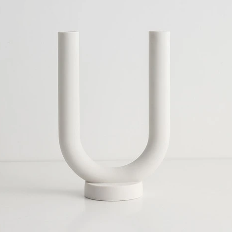 abstract arch white two candle holder