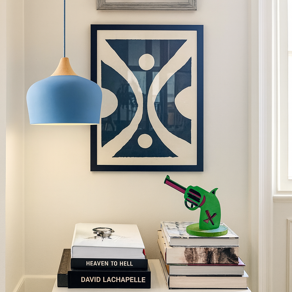 Lampes suspendues palette pastel doux en métal et bois - Vente finale