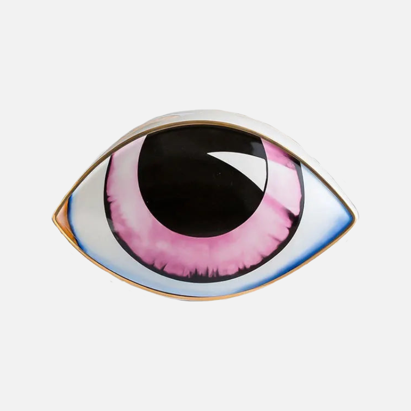 Bold Eye Decorative Accent Surreal Art Piece Sculpture Pink