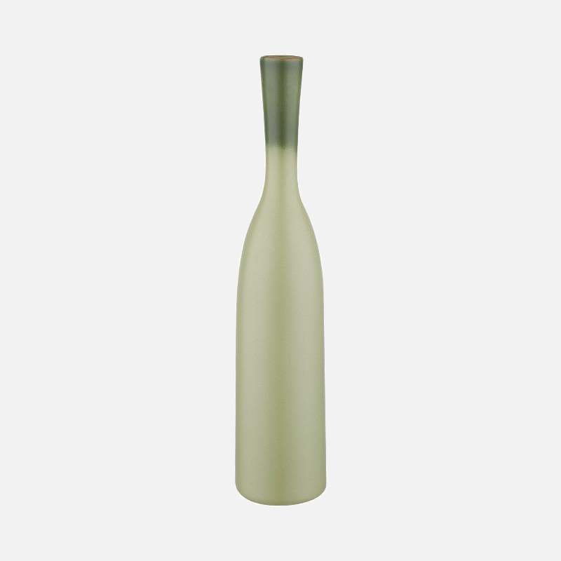 cylinder bottle shape ceramic green decorative vase