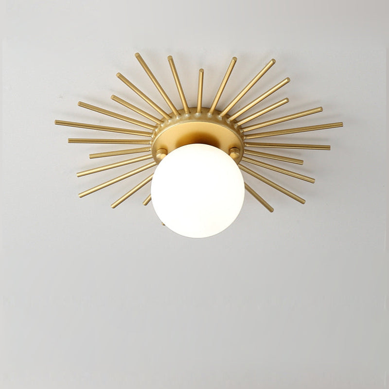 Sun Rays Glass & Gold Ceiling Lamp