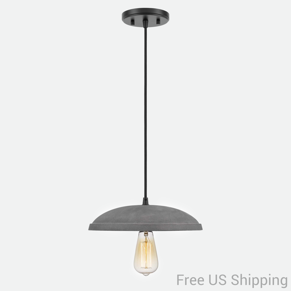 Disk Concrete Black Pendant & Ceiling Lamp