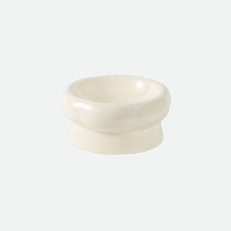 Ceramic Pet Food Bowls Anti Bacterial Acne Short Ivory