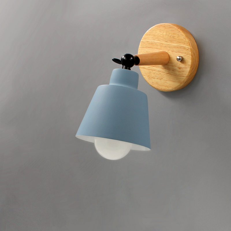 Rotating Wall Sconce in Wood and Metal Blue