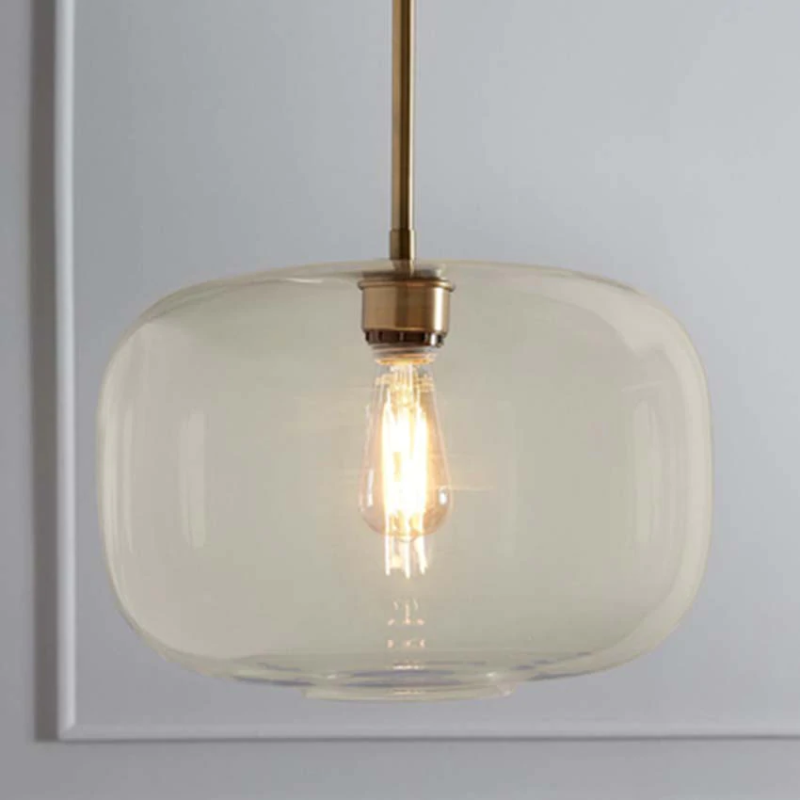Sculpted Clear Glass Brass Luminaire for Hallway and Dining Pendant Lamp