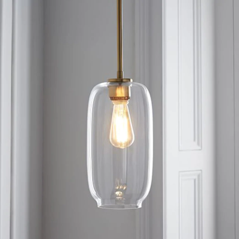 Sculpted Clear Glass Brass Luminaire for Hallway and Dining Pendant Lamp