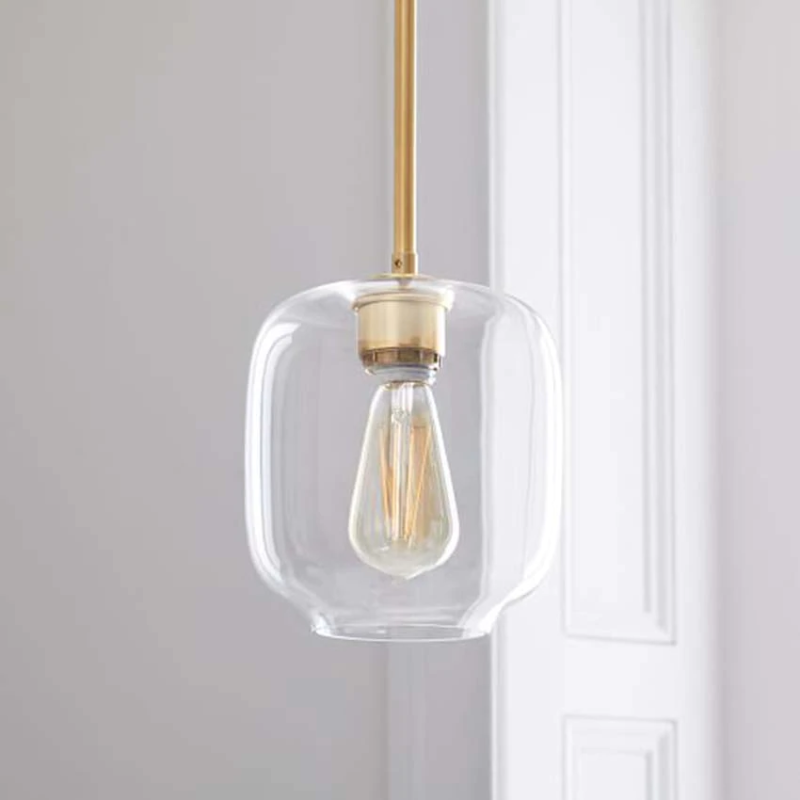 Sculpted Clear Glass Brass Luminaire for Hallway and Dining Pendant Lamp