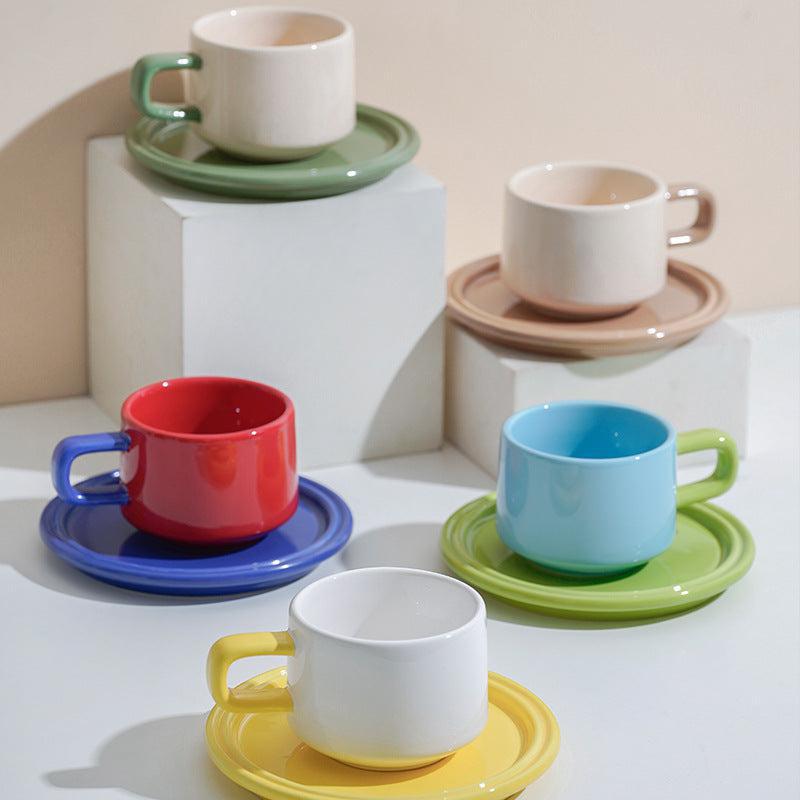 Lot De 3 Tasses à Café Et Soucoupes Pastel - Céramique Vintage (1920-1949)