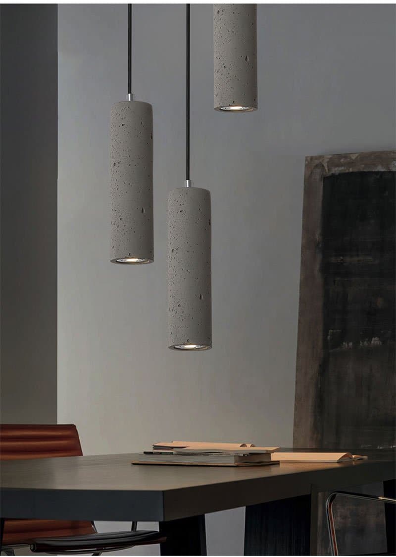 Concrete Ceramic Stone Pendant Light with LED Bulbs