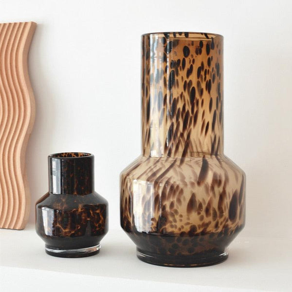 Decorative Accent Amber  Decoration for Flower Pot Murano Leopard Glass Vase