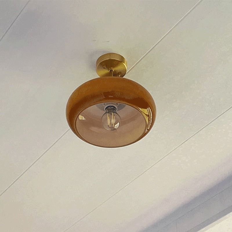 Brown Glass Ceiling Lamp Warm White Cold White Temperature