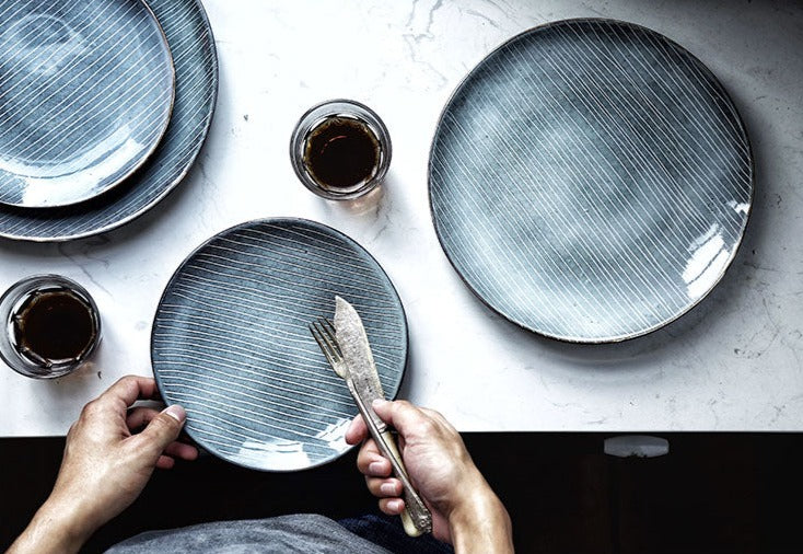 Japanese ceramic porcelain kiling glaze blue dinner plates luxury high quality 