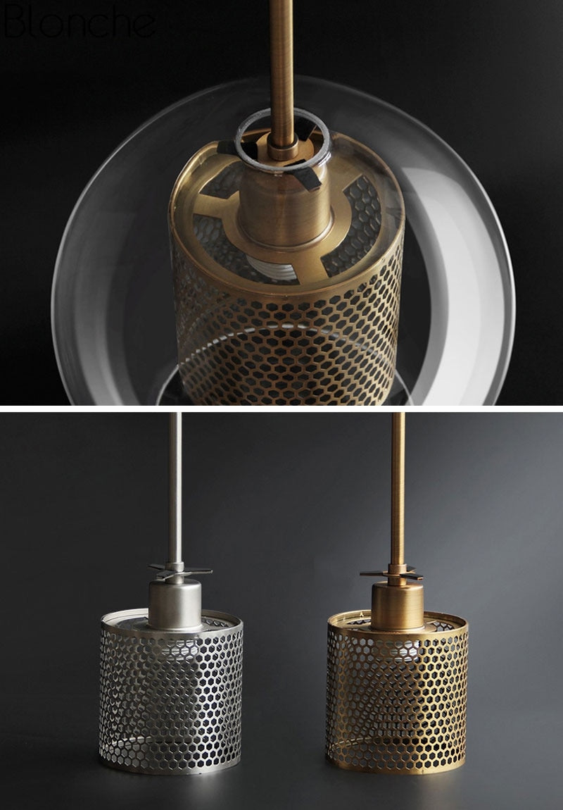 Honeycomb Glass & Metal Pendant Light