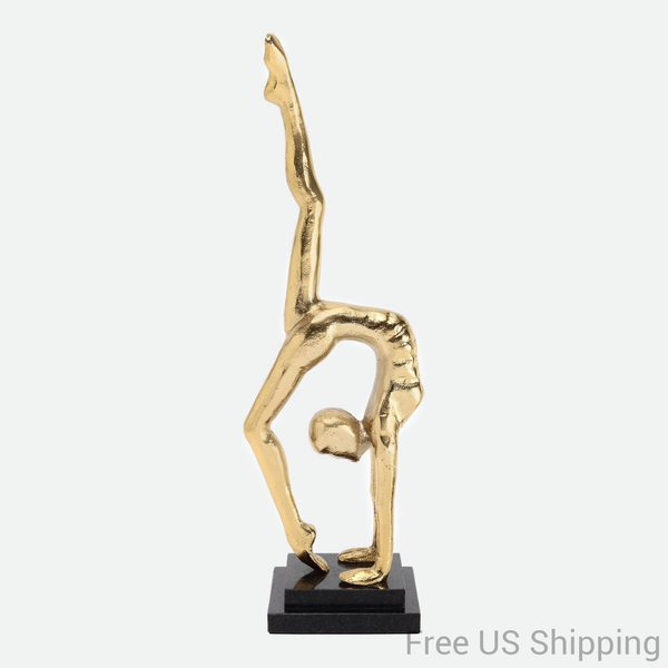 Yoga Namaste Pose Art Sculpture Cast Gold Graphite and marble Statue Decor