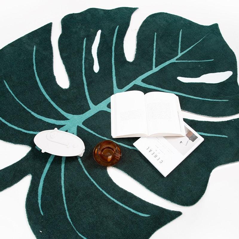 monstera plant rug Monstera Leaf Luxury Area Rug – Letifly Lights & Decor