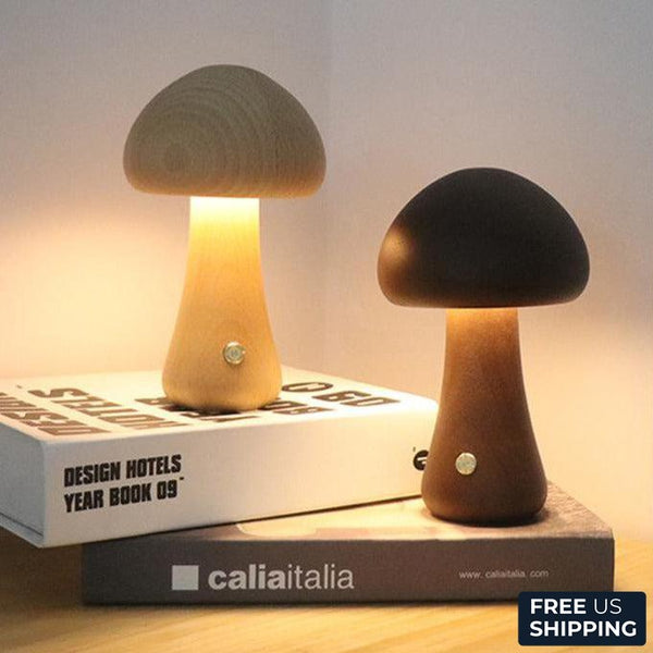 Wood Effect Mushroom Cordless Table Lamp