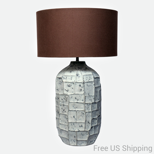 Brown & Grey Sculptural Lacquered Metal Table Lamp