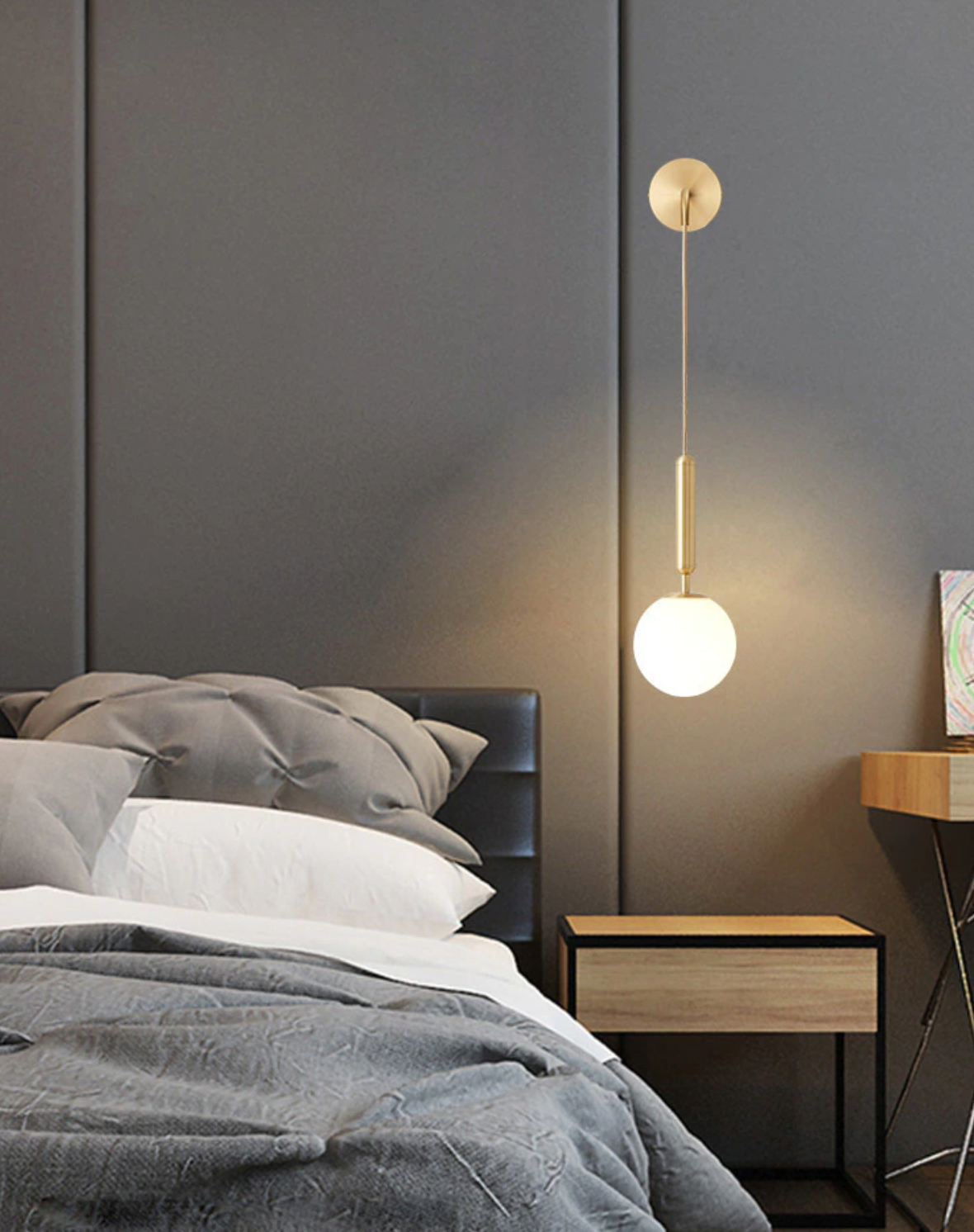 Poiret Series Brass & Glass Globe Hanging Wall Lamp-Letifly Lights and Decor