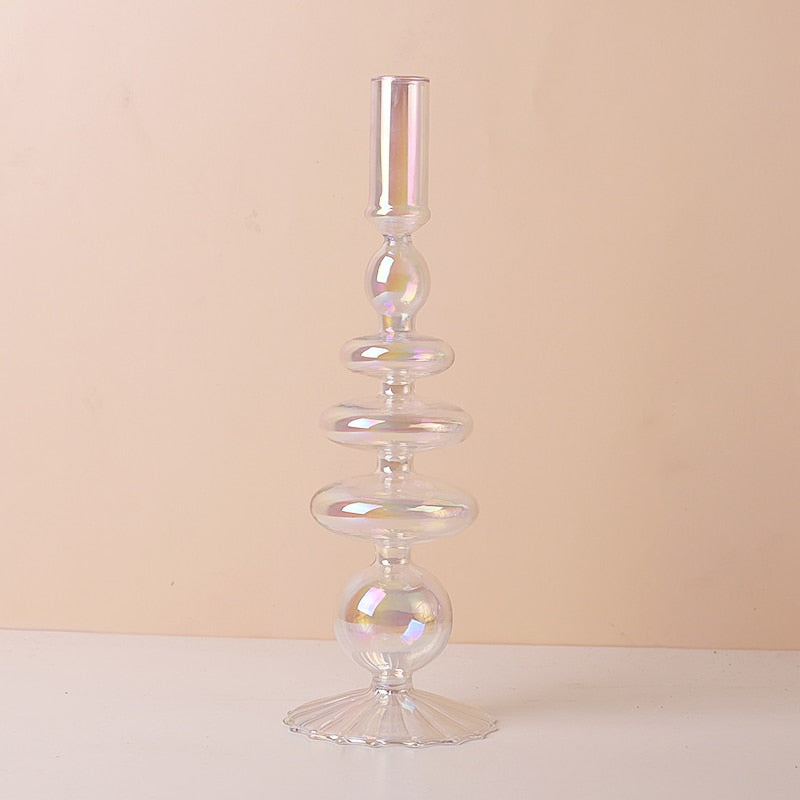 Candle Holder Decorative Accents in Rainbow Vase Candlestick Holder Design
