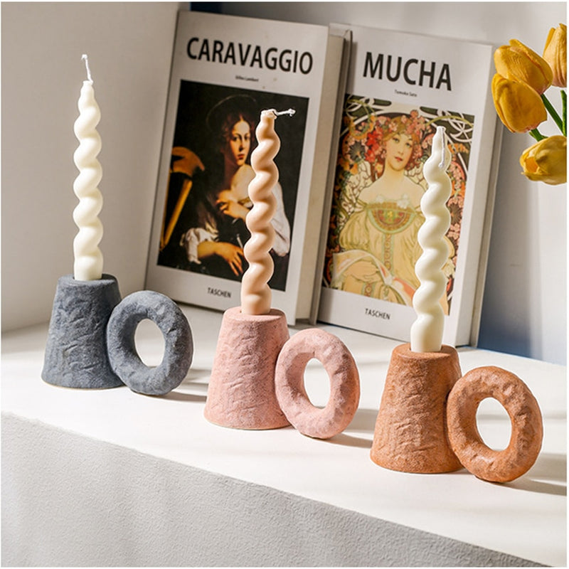 Ceramic Pastel Candle Holder Figurines