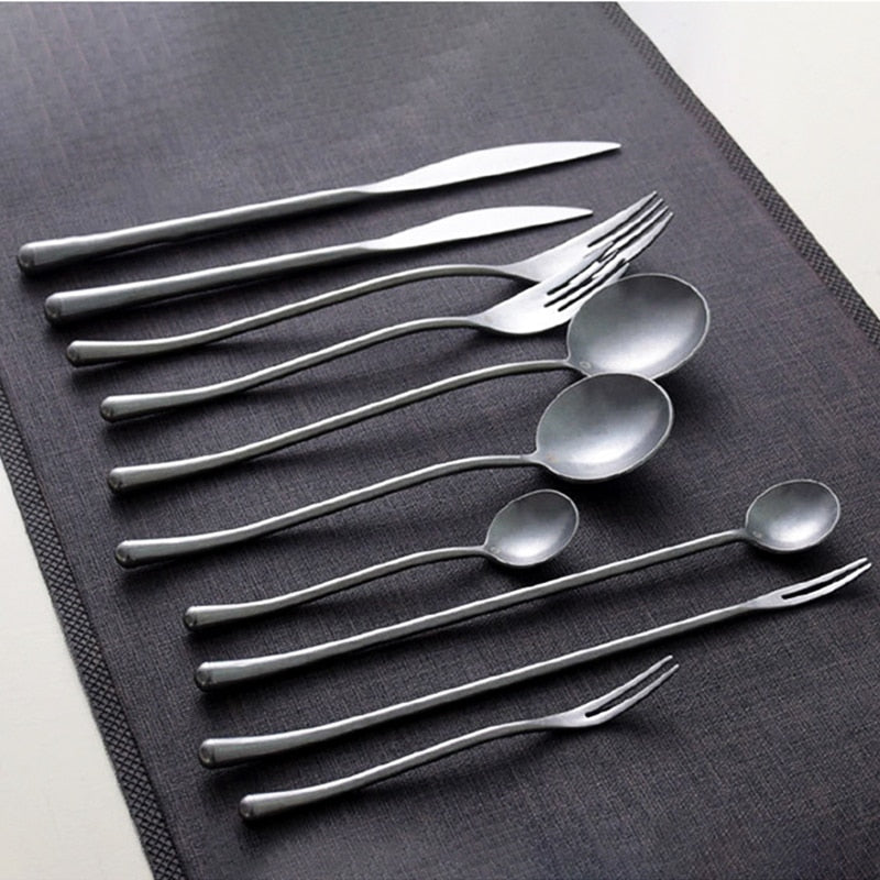 Stainless Steel Cutlery Set with Dinner Knife Fork Spoon Set Fruit Fork and Coffee Tea Spoon