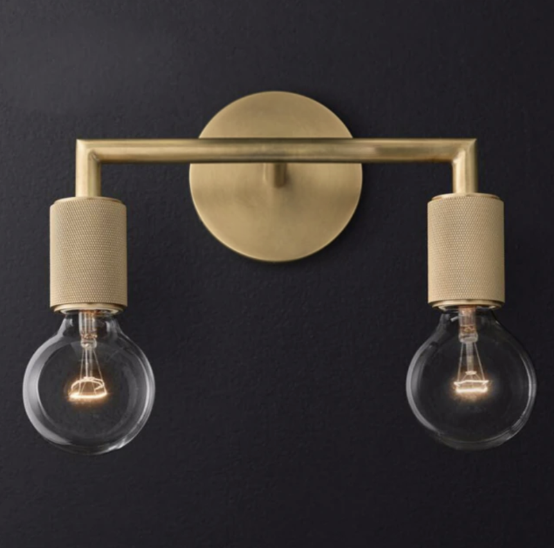 industrial art deco wall lamp brass glass 