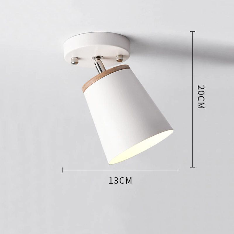 Minimalist Wood and Metal Pendant Light and Spotlight Bulbs