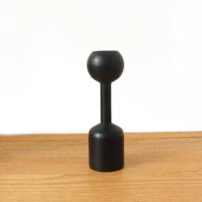 abstract wood black painted candle holders