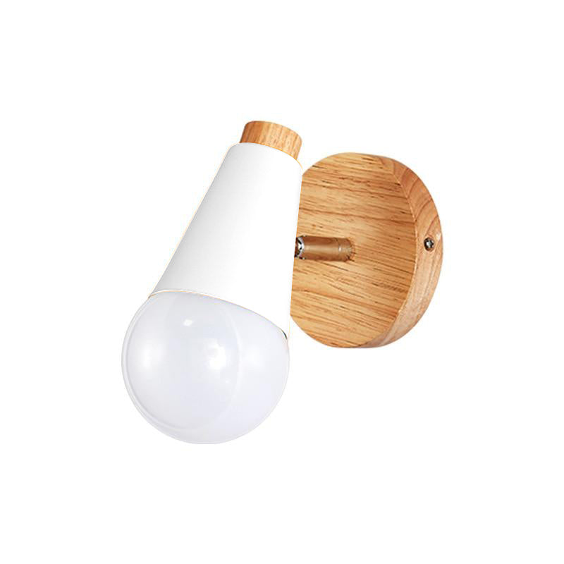 white and wood Cone Wall Sconce lamp