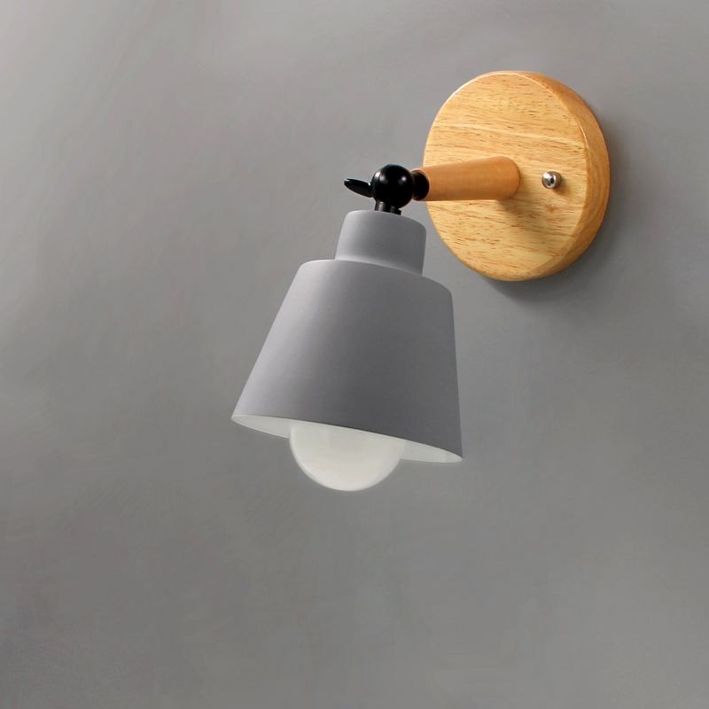 Rotating Wall Sconce in Wood and Metal Gray