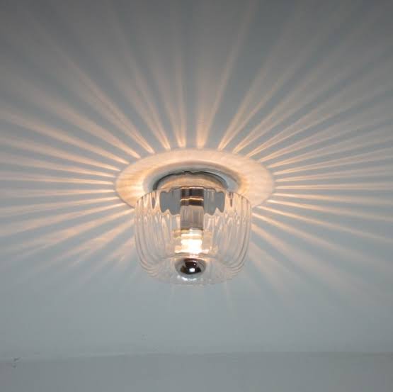 Round Glass Sun Ray Effect Silver Base Wall Mounted Light Fixture 