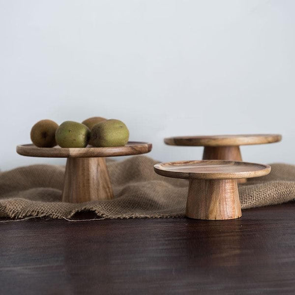 Vintage Natural Wood Cake Stand and Serving Tray for Events and Decor