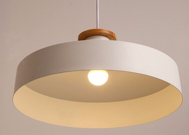 round dome cone white metal wood pendant lights