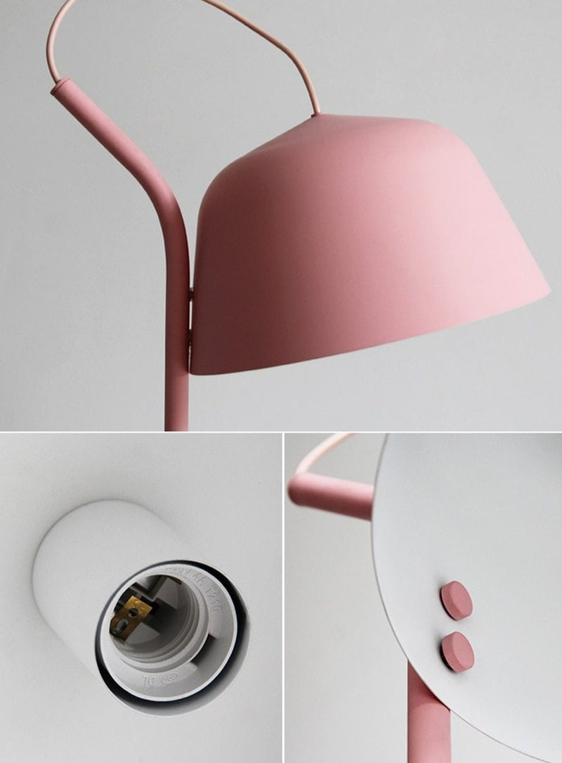 Round Pink Iron Table Lamp Bulb Plug