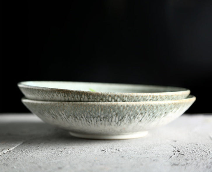 Japanese Ceramic Stoneware Deep Plate Bowl Textured Organic 