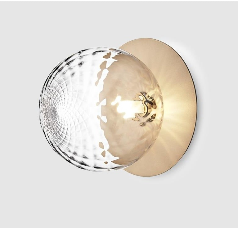 sphere globe gold metal plate clear glass ceiling light