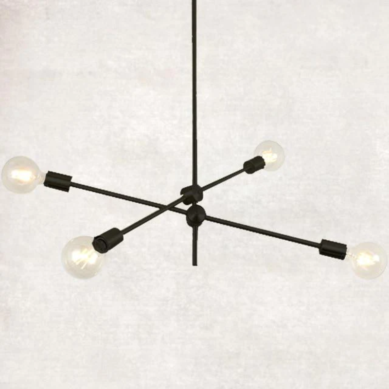 Metal Pendant Light with LED Bulbs for Living Room and Bed Room  retro modern sputnik lamp light bulbs Black