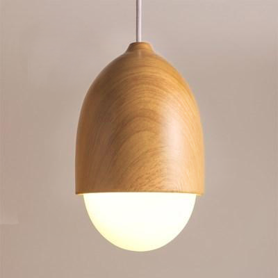 Modern Wood Pendant lights for Living Room with LED Bulbs Wood white Acorn