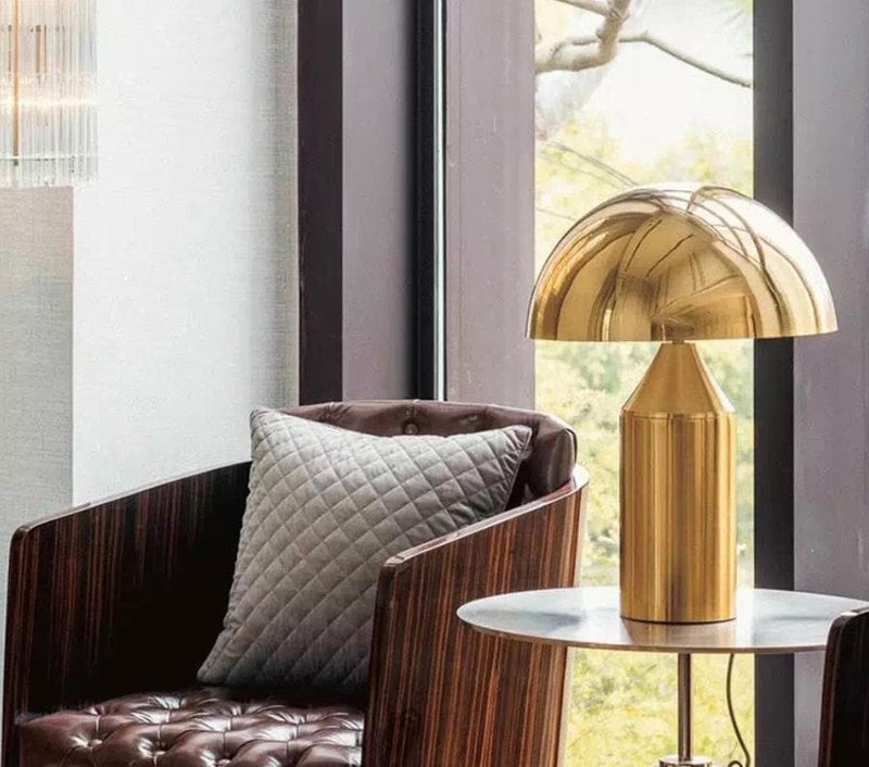 Vico Maggisttreti Gold Tone Metal Table Lamp for Retro Modern Office Home Decor Gold Lacquered Mushroom Lamp