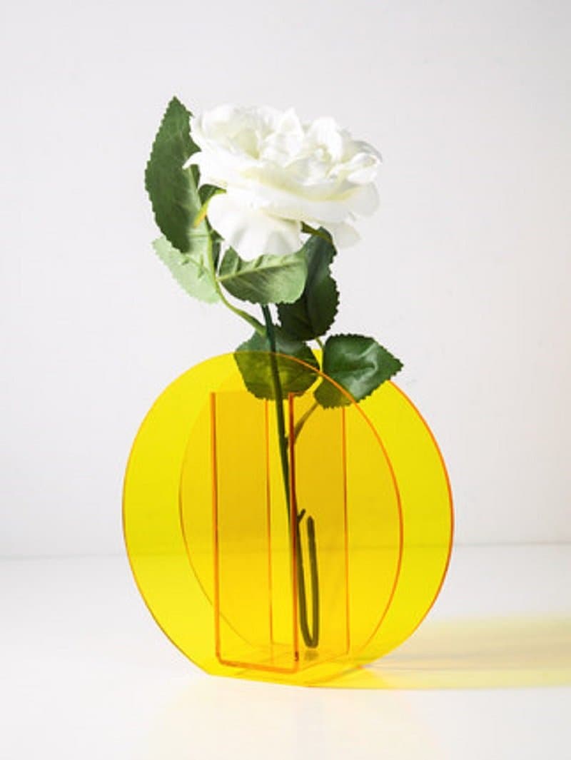 Yellow round Acrylic vase