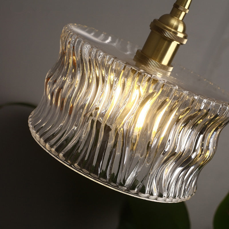 Round Transparent Glass Brass Pendant Lamp