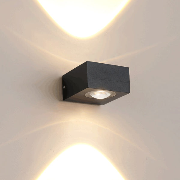 square aluminum base acrylic shade black wall lamp