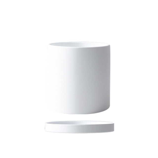 white ceramic Planter cylinder shape